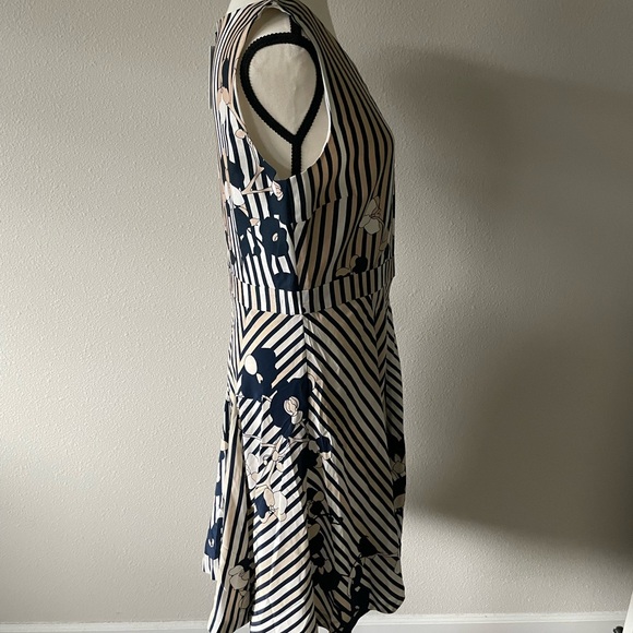 New Diane von Furstenberg Silk Striped Floral Dress - Picture 4 of 12